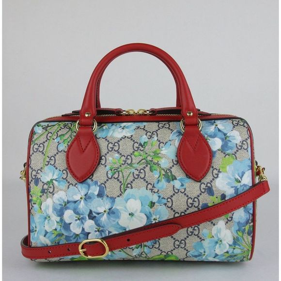 New Gucci Blue Bloom GG Coated Canvas Small Boston Bag Handbag 4052 42 - Picture 2 of 11